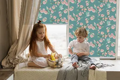 Blackout roller blind for window birds among the branches design