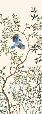 Fabric roller blind for window Birds on a tree