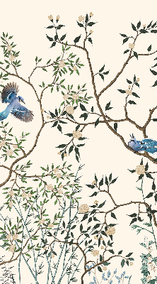 Fabric roller blind for window Birds on a tree