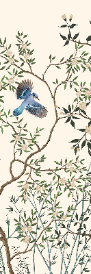 Fabric roller blind for window Birds on a tree
