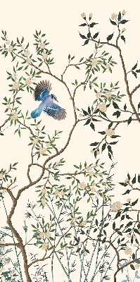 Fabric roller blind for window Birds on a tree