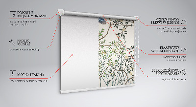 Fabric roller blind for window Birds on a tree