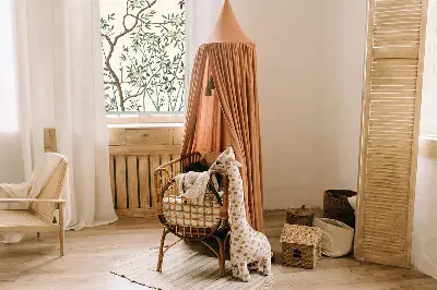 Fabric window roller blind with birds on a tree print