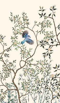 Fabric roller blind for window Birds on a tree