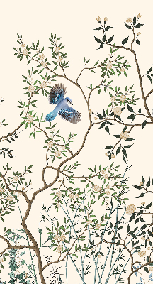 Fabric roller blind for window Birds on a tree