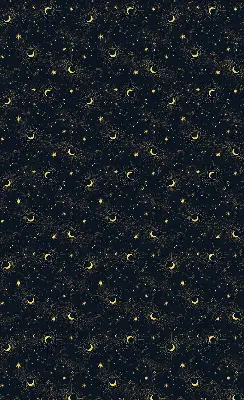 Blackout roller blind for window moon and stars pattern