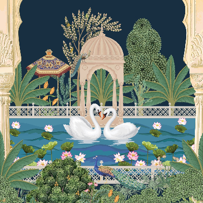 Fabric roller blind for window Garden