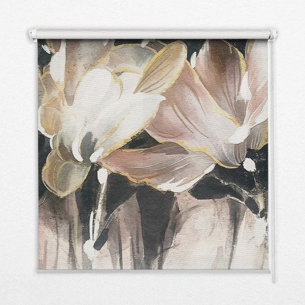 Roller blackout blind painted flowers print