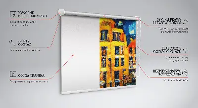 Blackout roller blind painted city design