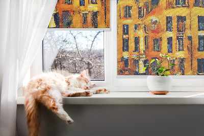 Blackout roller blind for window Painted City
