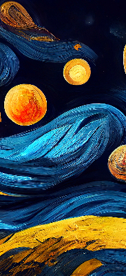 Fabric roller blind for window Planets