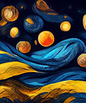 Fabric roller blind for window Planets