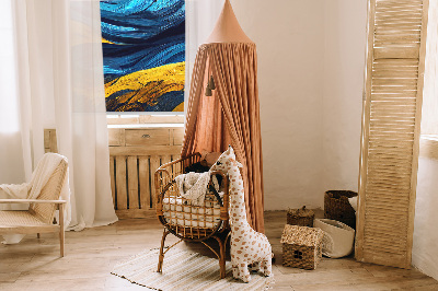 Fabric roller blind for window Planets
