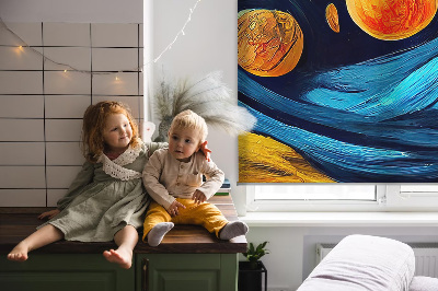 Fabric roller blind for window Planets