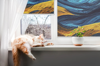 Fabric roller blind for window planets print