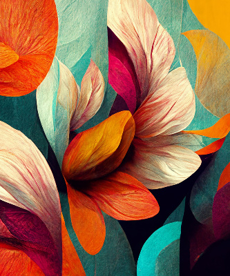 Blackout roller blind for window Flowers in abstraction