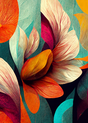 Blackout roller blind for window Flowers in abstraction