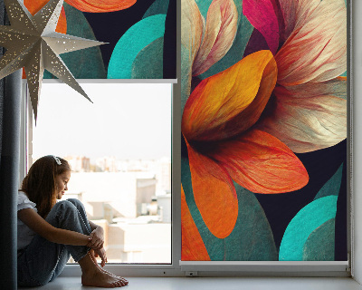 Blackout roller blind for window Flowers in abstraction