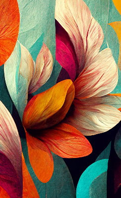 Blackout roller blind for window Flowers in abstraction