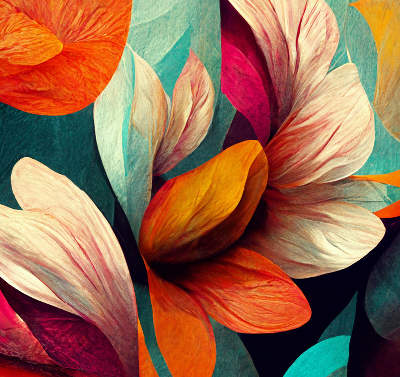 Blackout roller blind for window Flowers in abstraction