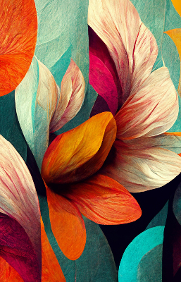 Blackout roller blind for window Flowers in abstraction