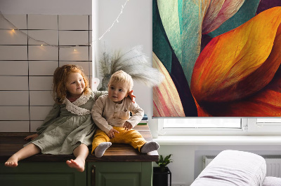 Blackout roller blind for window Flowers in abstraction
