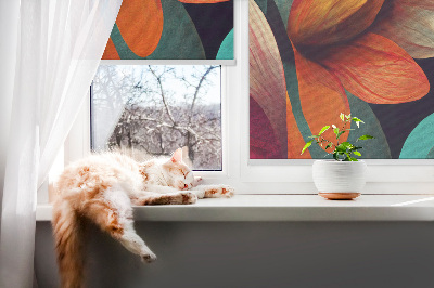 Blackout roller blind for window Flowers in abstraction