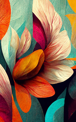 Blackout roller blind for window Flowers in abstraction
