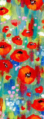 Fabric roller blind for window Meadow of poppies