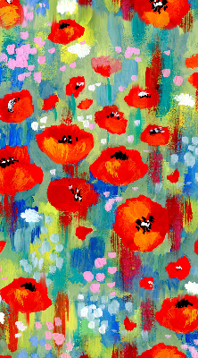 Fabric roller blind for window Meadow of poppies