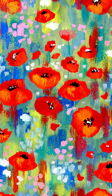 Fabric roller blind for window Meadow of poppies