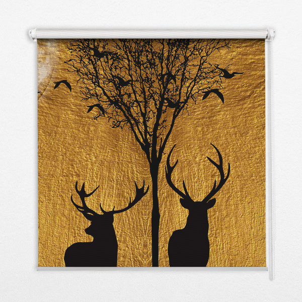 Blackout roller blind for window Deer at night