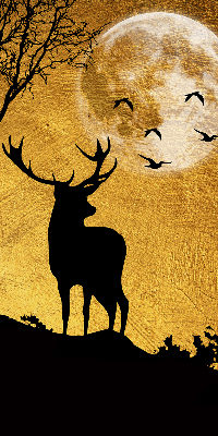 Blackout roller blind for window Deer at night