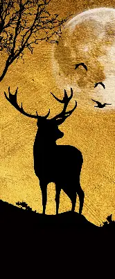 Blackout roller blind for window deer at night design