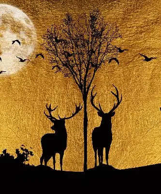 Blackout roller blind for window deer at night design