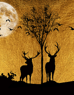 Blackout roller blind for window Deer at night