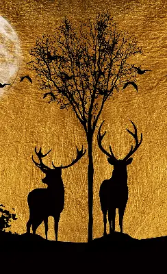 Blackout roller blind for window deer at night design