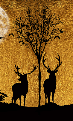 Blackout roller blind for window Deer at night