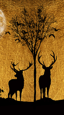 Blackout roller blind for window Deer at night
