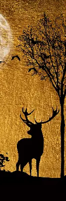 Blackout roller blind for window deer at night design