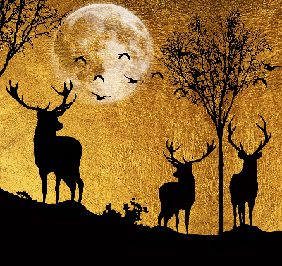 Blackout roller blind for window Deer at night