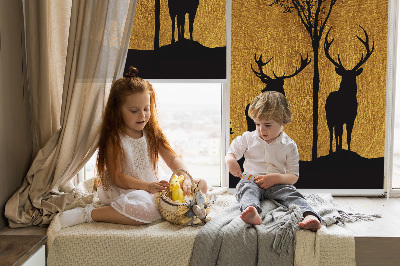 Blackout roller blind for window Deer at night