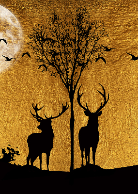 Blackout roller blind for window Deer at night