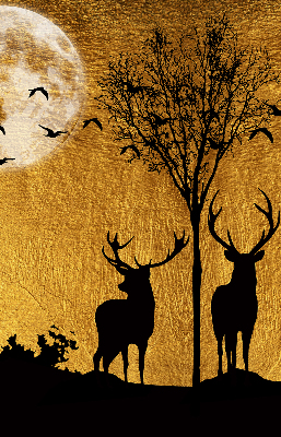 Blackout roller blind for window Deer at night