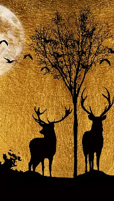 Blackout roller blind for window deer at night design