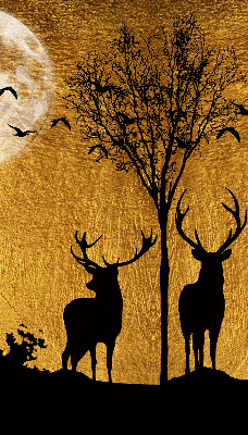 Blackout roller blind for window Deer at night