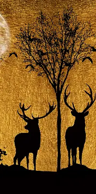 Blackout roller blind for window deer at night design