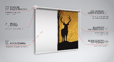 Blackout roller blind for window Deer at night
