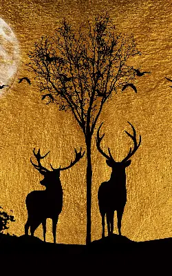 Blackout roller blind for window deer at night design