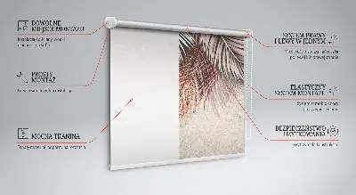 Fabric roller blind for window with leaves pattern